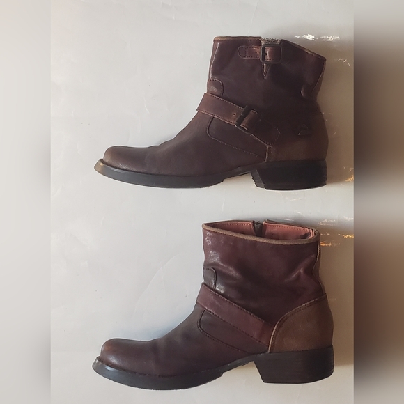 London Underground Y2K Vintage Rust Brown Ankle Boots Buckle - Picture 4 of 10